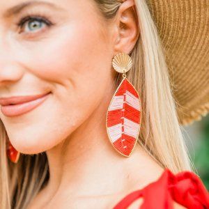 Party With You Red Leaf Earrings